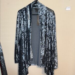 Love Cameron Luxurious Velvet Cardigan in Blue